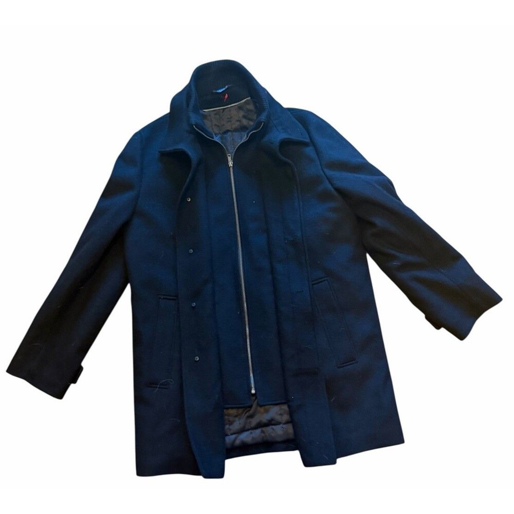 Cardinal Of Canada Mens Black Double Mock Neck Remove Bib 100%Wool Car Coat 40 - Picture 4 of 16